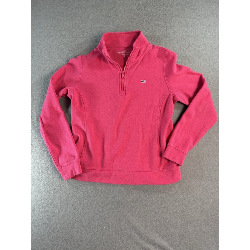 Vineyard Vines Womens Pink 1/4 Zip Mock Neck Whale Logo Knit Pullover 2K001387 S